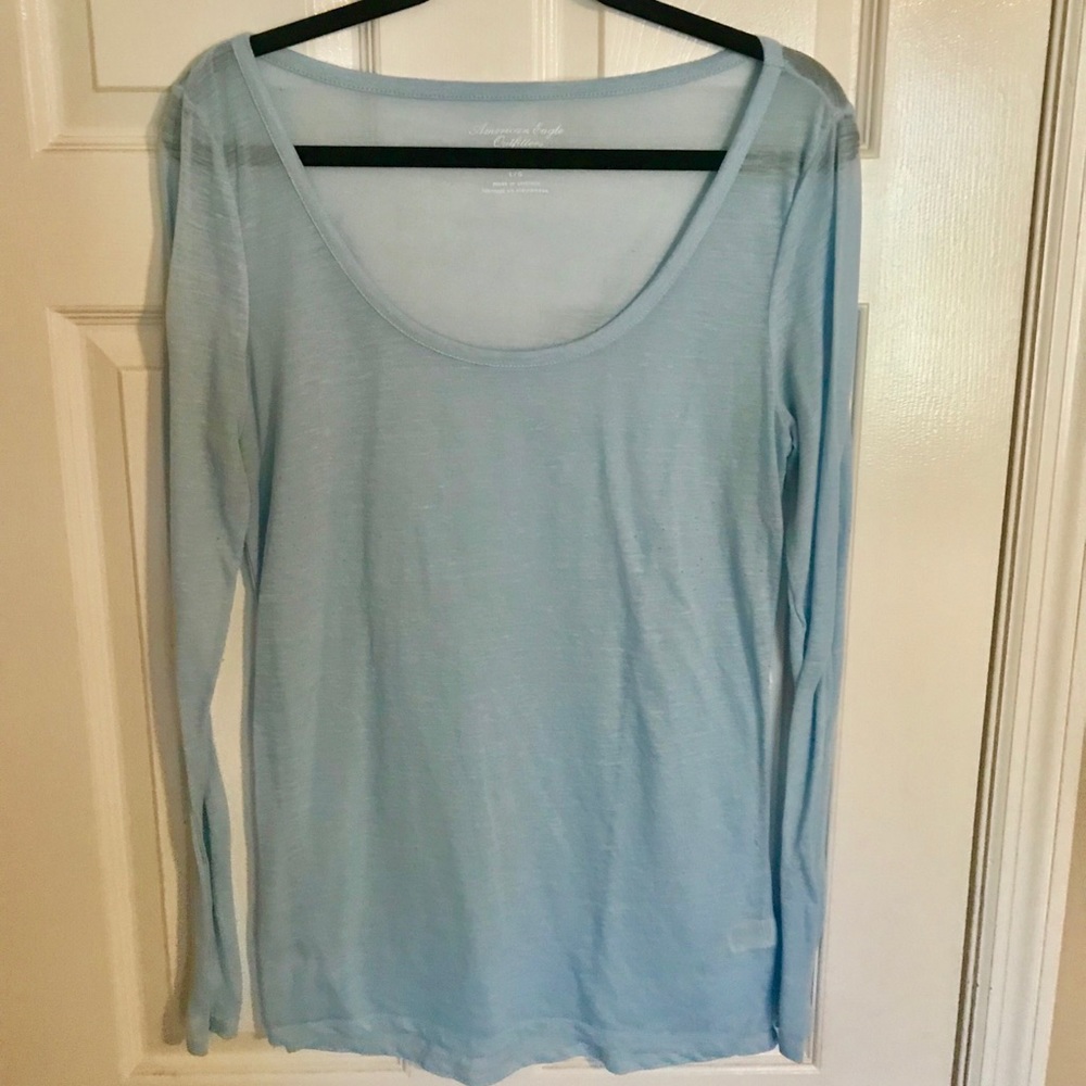 American Eagle Long Sleeve Light Blue Favorite Tee